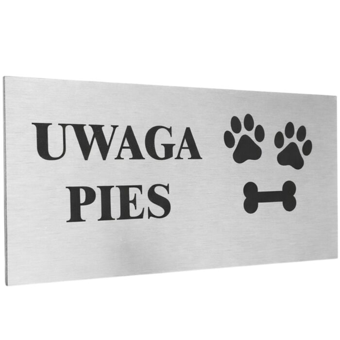 Tabliczka uwaga pies nierdzewna 20×10 cm – kość