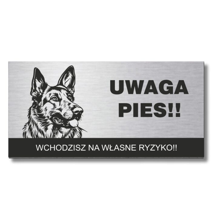 metalowa tabliczka uwaga pies owczarek niemiecki dibond