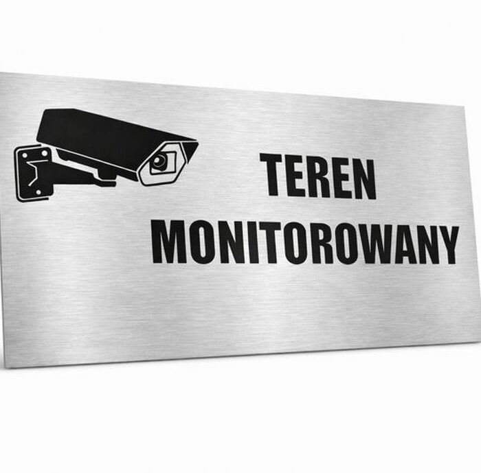 tabliczka teren monitorowany dibond srebrny 20 × 10 cm