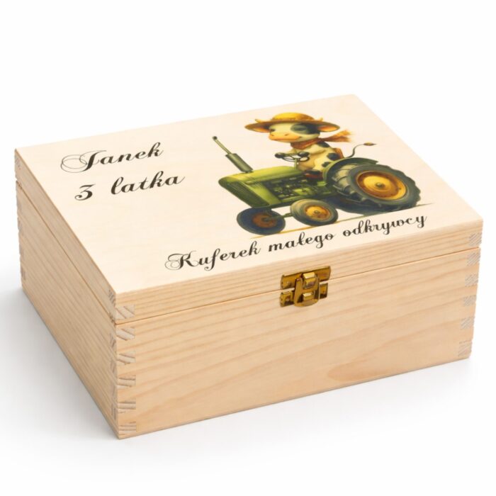kuferek na pamiątki dziecka prezent na chrzest z personalizacją
