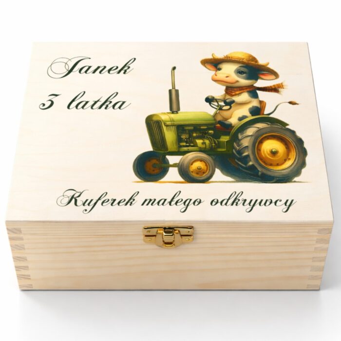 kuferek wspomnień dziecka drewniany nadruk UV