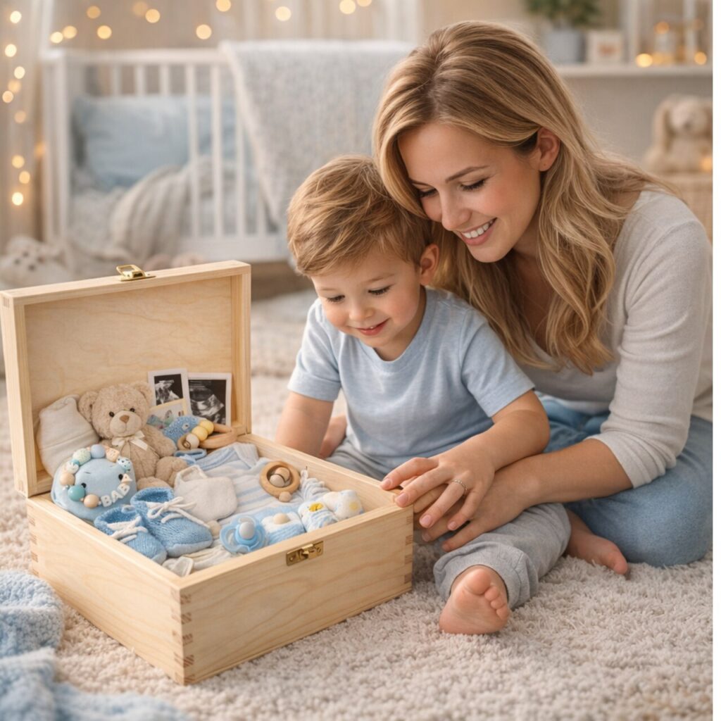Kuferek wspomnień jako prezent na narodziny dziecka lub chrzest święty