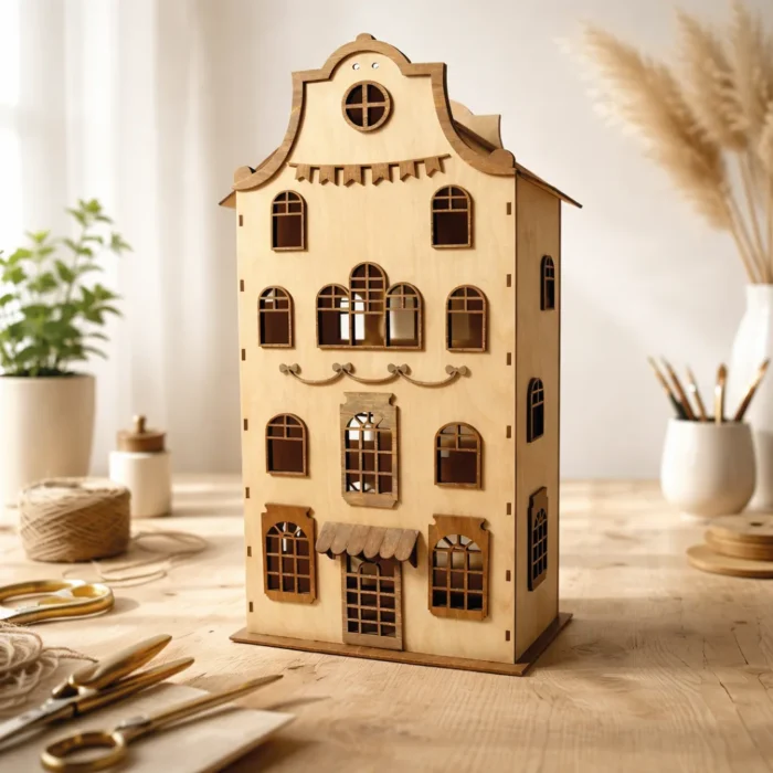 drewniany lampion dekoracyjny LED