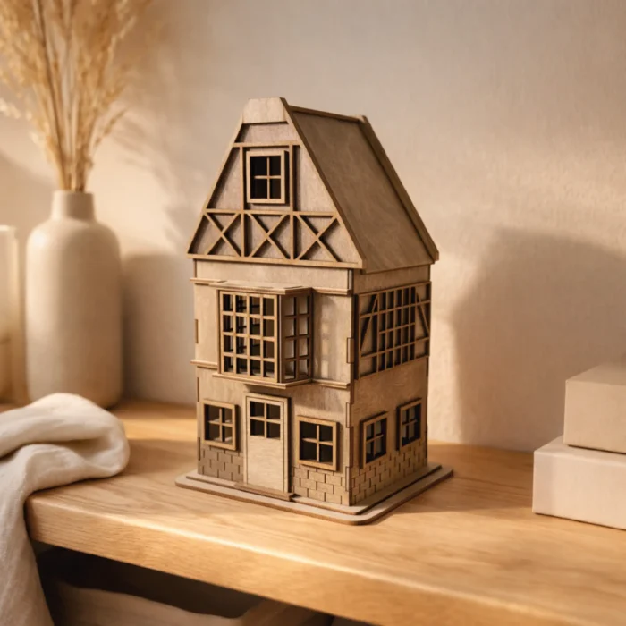 lampion domek ręcznie klejony ze sklejki