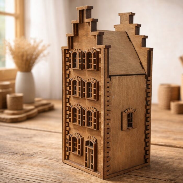 drewniany lampion domek ze sklejki dekoracja do domu