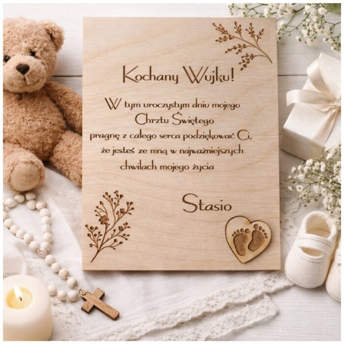 Podziękowanie dla matki chrzestnej i ojca chrzestnego – dekoracyjna pamiątka Chrztu Świętego