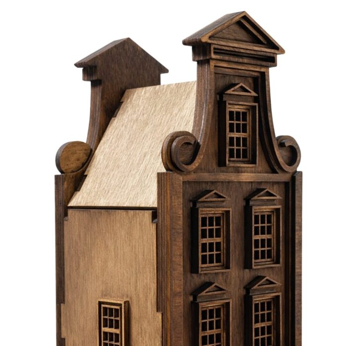 lampion drewniany domek dekoracja wnętrza ze sklejki