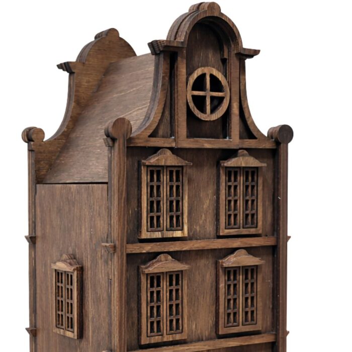 drewniany lampion domek z oświetleniem LED dekoracja