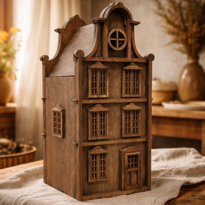 lampion dekoracyjny domek ze sklejki do salonu