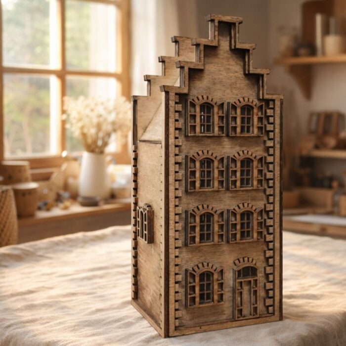 lampion domek ze sklejki naturalna dekoracja