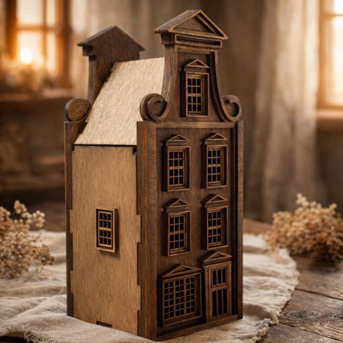 lampion domek drewniany ozdoba do salonu i sypialni