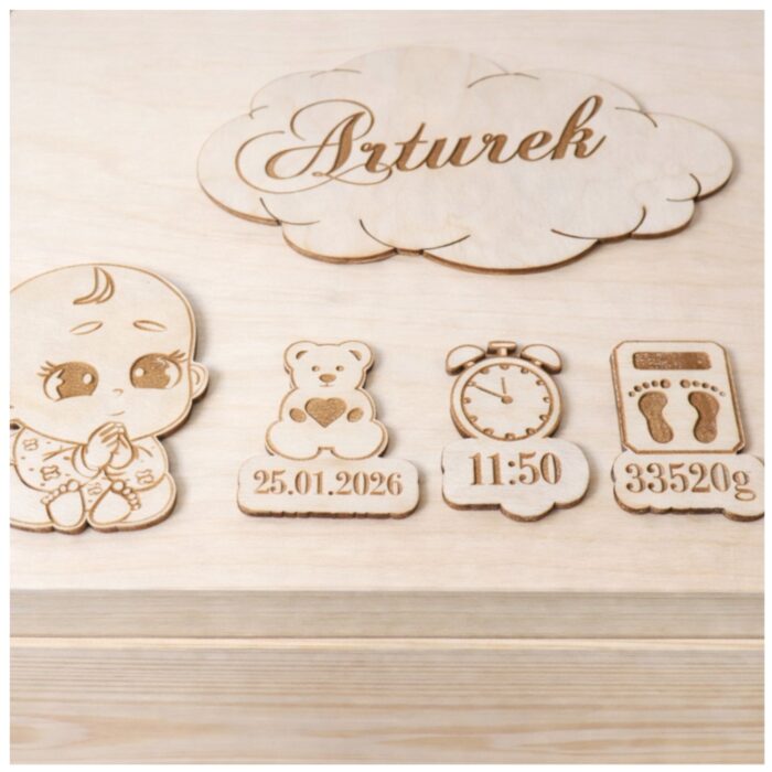 Personalizowany kuferek wspomnień na pierwsze pamiątki dziecka i wspomnienia z dzieciństwa