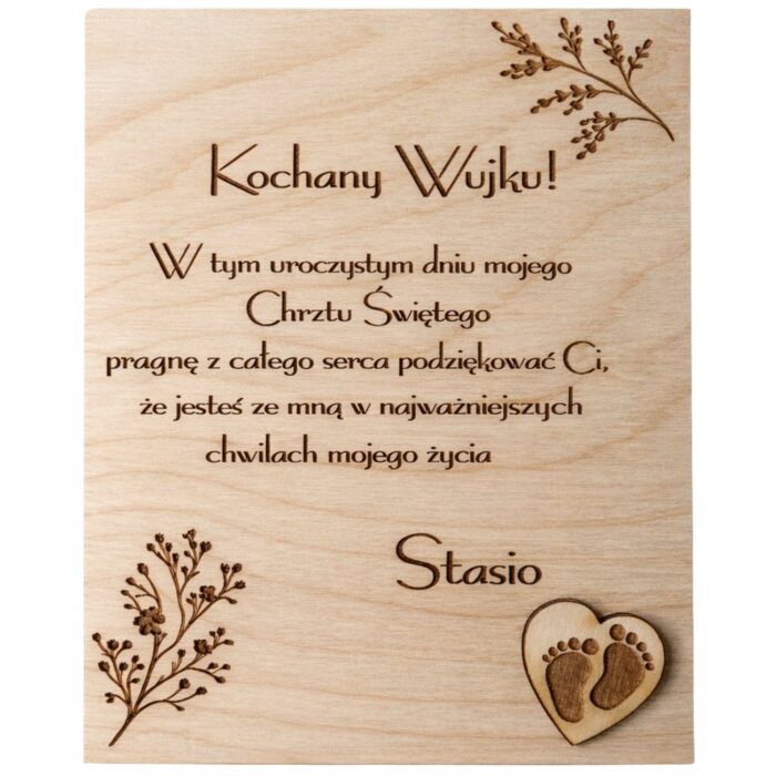 Personalizowany prezent dla chrzestnych na chrzest dziecka – pamiątka z imieniem i datą