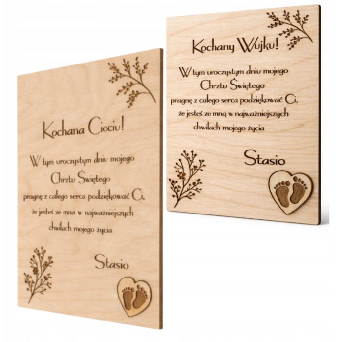 Eleganckie podziękowanie dla rodziców chrzestnych z okazji Chrztu Świętego – stylowa pamiątka