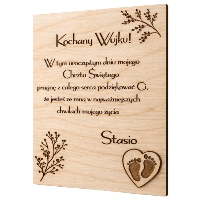 Personalizowane podziękowanie dla chrzestnej i chrzestnego na Chrzest Święty – elegancka pamiątka z dedykacją