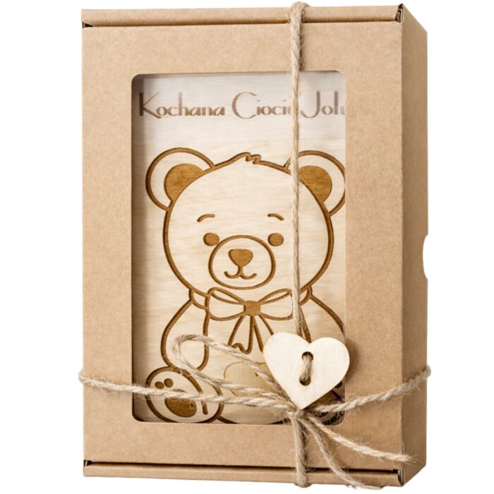 Personalizowany drewniany zestaw z prośbą o zostanie ojcem i matką chrzestną w eleganckim pudełku