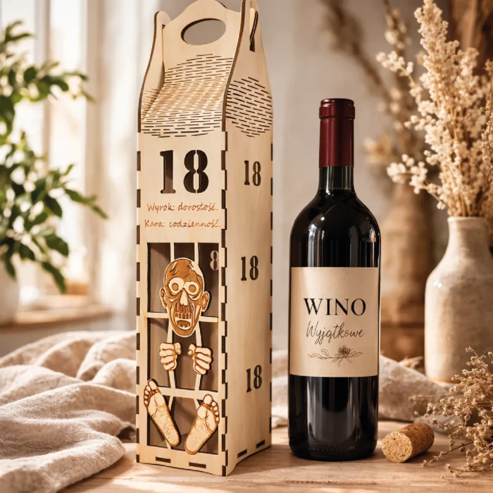 skrzynka na alkohol na 18 urodziny drewniana z grawerem
