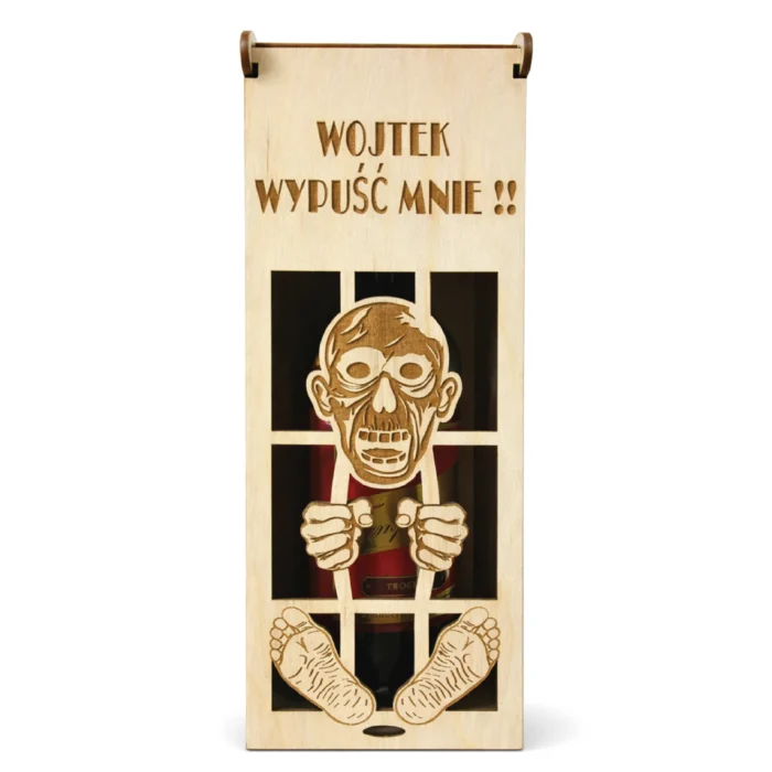 drewniana skrzynka na butelkę alkoholu prezent