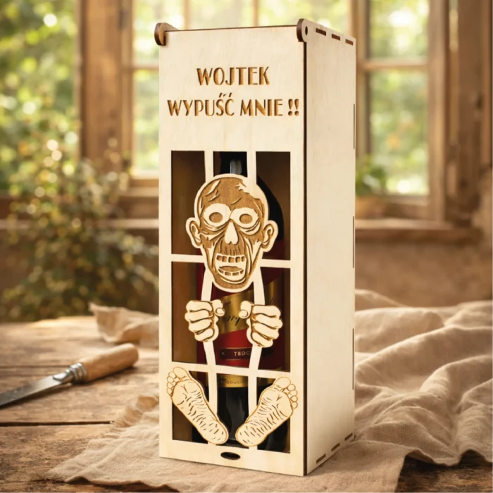prezentowa skrzynka na alkohol z drewna