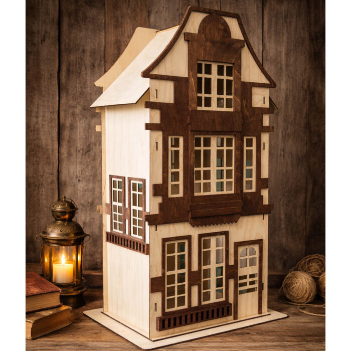 Drewniany domek dekoracyjny 3D retro idealny prezent 58 cm