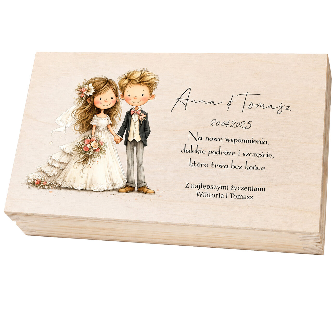 Pamiątka ślubna – personalizowane pudełko na pieniądze