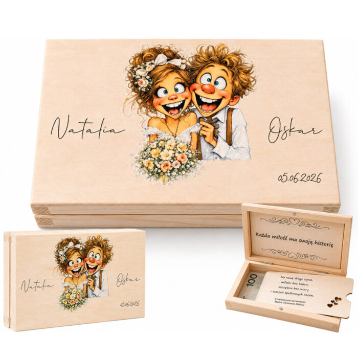 Personalizowane pudełko na pieniądze na ślub marki Lozario