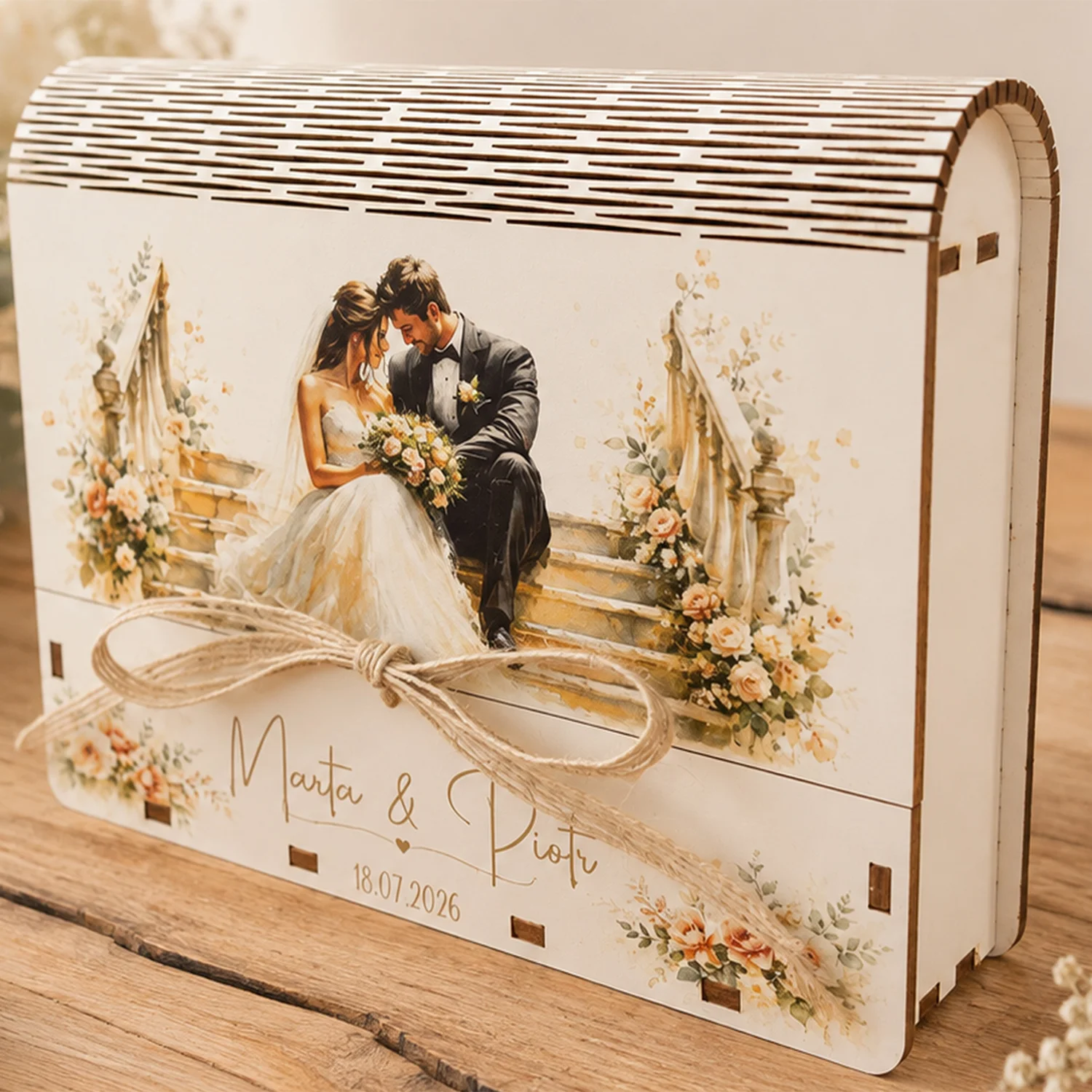 Personalizowane pudełko ślubne z życzeniami dla Pary Młodej