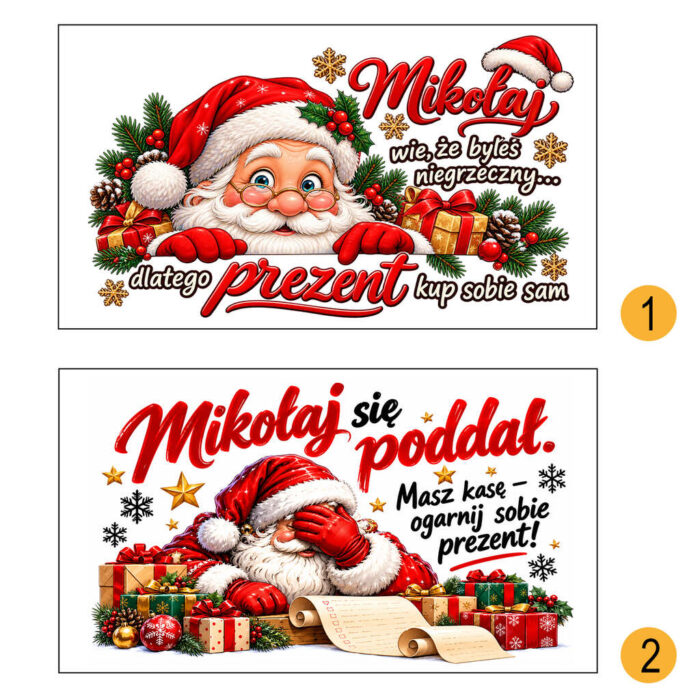 Bon na pieniądze pod choinkę z kolorowym nadrukiem UV